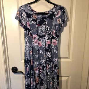 Navy floral pattered dress size medium